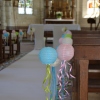 Décoration d'une église thème boules japonaises, en rose bleu vert