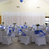 Salle de Laines aux bois en bleu roi, gris et blanc