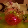 Vase boule, led billes de gel, orchidées