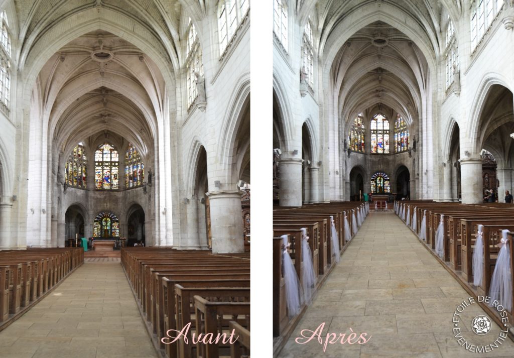 Décoration d'église en taupe et rose